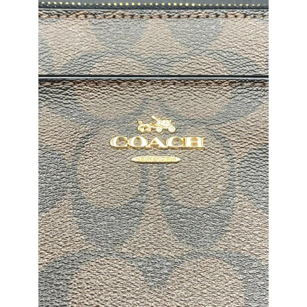 New Coach Signature PVC Pop Pouch Brown and Black Shoulder / Wristlet Bag F65806